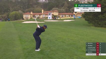 Tommy Fleetwood hits 103-yard approach to 0 feet, makes birdie on No. 11 at AT&T Pebble Beach