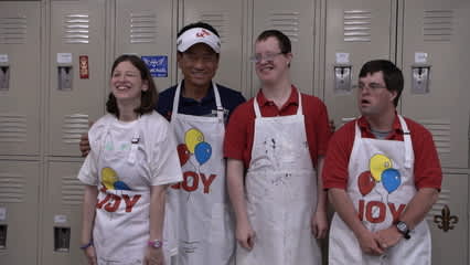 K.J. Choi visits old friends at St. Michael Special School