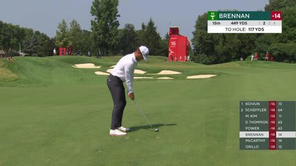 Michael Brennan's 114-yard approach sets up birdie on No. 15 at 3M Open
