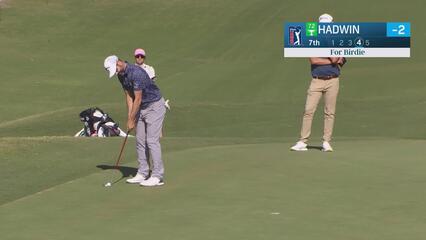 Adam Hadwin drains birdie on No. 7 at Butterfield Bermuda