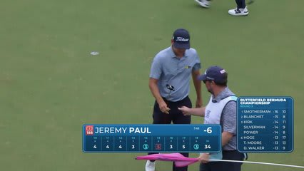 Jeremy Paul makes 6-foot putt for birdie on No. 18 at Butterfield Bermuda