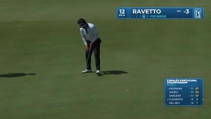 David Ravetto drains 25-foot putt for birdie on No. 12 at Corales Puntacana