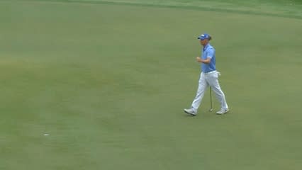 Marcel Siem holes his 19-foot putt for birdie at Cadillac Championship