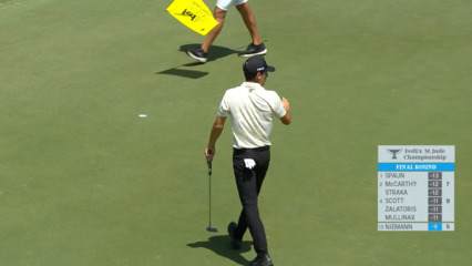 Joaquin Niemann sinks a 24-foot birdie putt at FedEx St. Jude Champ