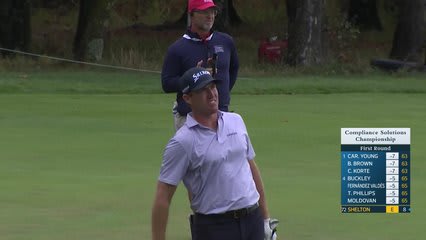 Robby Shelton makes birdie on No. 18 at Compliance Solutions