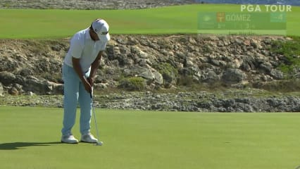 Fabian Gomez holes short birdie putt at Corales Puntacana