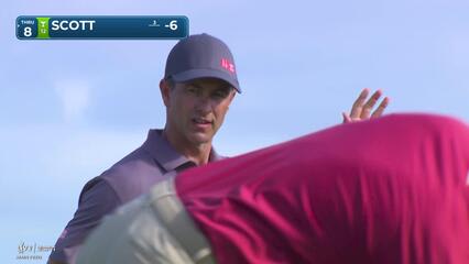 Adam Scott sinks 30-foot birdie putt on No. 17 at Texas Children's