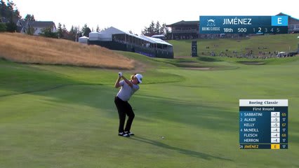 Miguel Angel Jiménez makes eagle putt on No. 18 at Boeing Classic