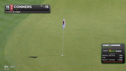 Corey Conners sinks 11-foot birdie putt on No. 15 at Travelers