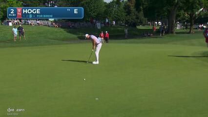 Tom Hoge sinks a 31-foot birdie putt on No. 2 at Travelers