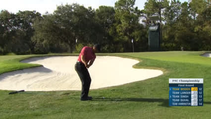 Tiger and Charlie Woods get up-and-down for birdie at PNC Championship