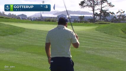 Chris Gotterup sinks 15-foot birdie putt on No. 4 at AT&T Pebble Beach