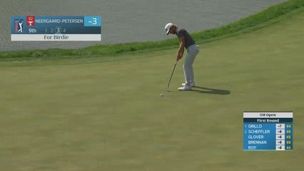 Rasmus Neergaard-Petersen sinks 16-foot birdie putt on No. 9 at 3M Open