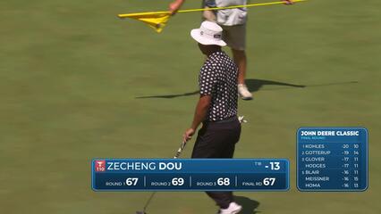 Zecheng Dou sinks 20-foot birdie putt on No. 18 at John Deere