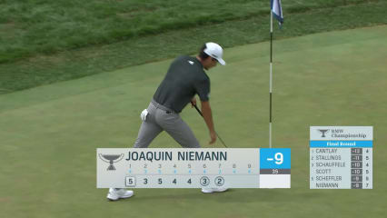 Joaquin Niemann chips in for birdie at BMW Championship