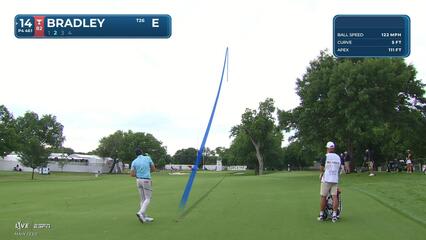 Keegan Bradley sinks 36-foot birdie putt on No. 14 at Charles Schwab
