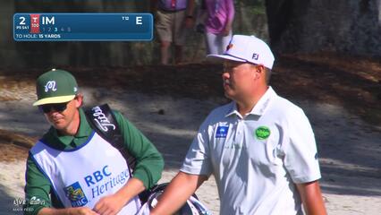 Sungjae Im holes out for Eagle on No. 2 at RBC Heritage