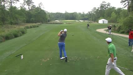 Bernd Wiesberger attacks the pin on No. 14 at Shell