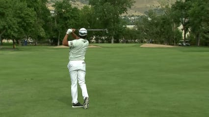 Seonghyeon Kim attacks the flagstick to yield birdie at Utah Championship