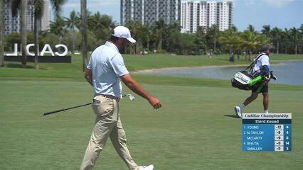 Scottie Scheffler sinks 3-foot putt for birdie on No. 8 at Cadillac