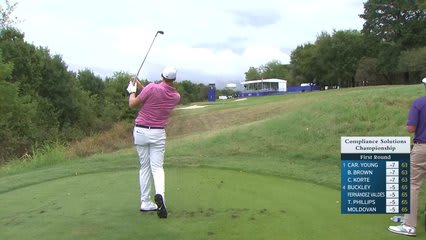 Tommy Morrison makes birdie on No. 17 at Compliance Solutions