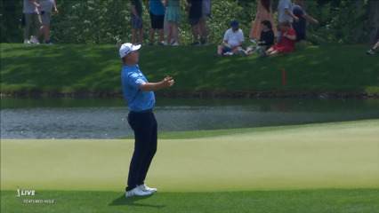 MJ Daffue sinks birdie putt from the fringe at Wells Fargo