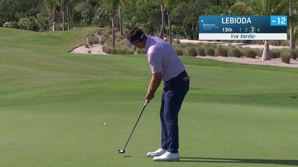 Hank Lebioda drains a putt for birdie at The Bahamas Great Abaco Classic