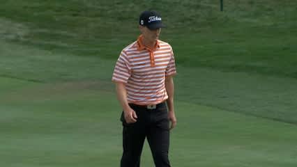 Blayne Barber grinds out a birdie from the bunker at Arnold Palmer