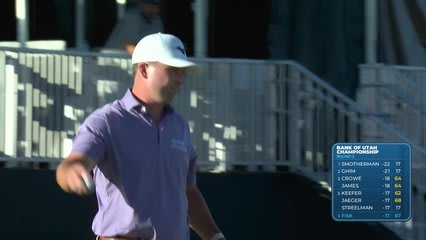 Steven Fisk sinks 5-foot putt for birdie on No. 18 at Bank of Utah