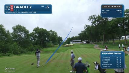 Keegan Bradley hits tee shot to 9 feet, sets up birdie on No. 16 at John Deere