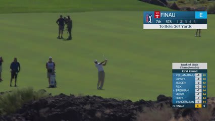 Tony Finau sinks 12-foot putt for birdie on No. 7 at Bank of Utah