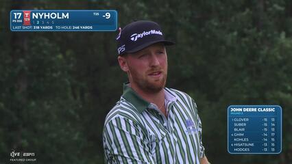 Pontus Nyholm drains 6-foot putt for birdie on No. 17 at John Deere