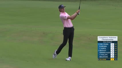 Ian Gilligan makes birdie on No. 18 at Compliance Solutions