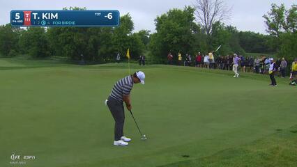 Tom Kim sinks 45-foot birdie putt on No. 5 at RBC Canadian