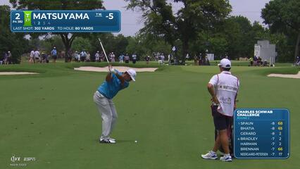 Hideki Matsuyama gets up-and-down from 81 yards for birdie on No. 2 at Charles Schwab