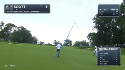 Adam Scott sinks 3-foot birdie putt on No. 6 at TOUR Championship