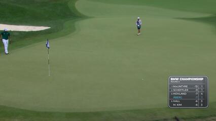 Ludvig Åberg holes out for birdie putt from 40-feet on No. 2 at BMW Championship