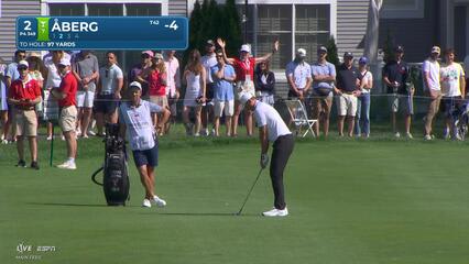 Ludvig Åberg gets up-and-down from 97 yards for birdie on No. 2 at Travelers