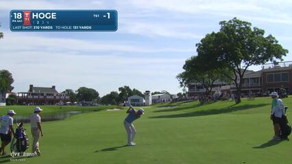 Tom Hoge gets up-and-down from 130 yards for birdie on No. 18 at Charles Schwab