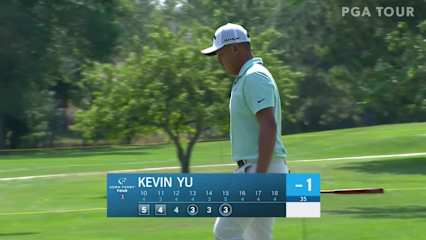 Kevin Yu makes a eagle on No. 15 in Round 1 at Utah