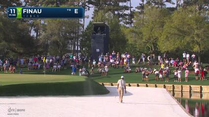 Tony Finau chips in from 95 feet for birdie on No. 11 at THE PLAYERS