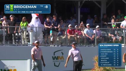 Jacob Bridgeman sinks 15-foot birdie putt on No. 16 at WM Phoenix Open