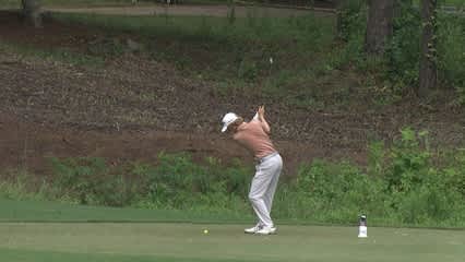 Will Wilcox’s fantastic tee shot on No. 8 at Barbasol