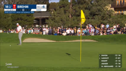 Ryan Brehm cards birdie on No. 18 at Farmers