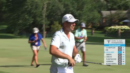 Viktor Hovland gets up-and-down from 36 feet for birdie on No. 16 at FedEx St. Jude