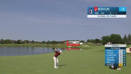 Jackson Koivun holes 16-foot approach for birdie on No. 14 at 3M Open