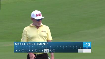 Miguel Angel Jiménez makes birdie putt on No. 11 at Mitsubishi Electric Championship at Hualalai