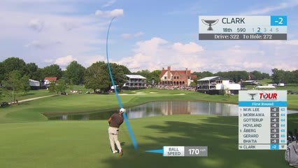 Wyndham Clark sinks 5-foot putt for birdie on No. 18 at TOUR Championship