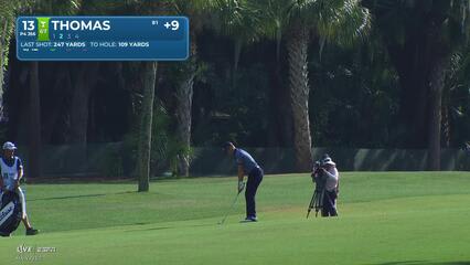 Justin Thomas's 107-yard approach sets up birdie on No. 13 at RBC Heritage