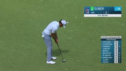 Jackson Suber sinks 12-foot birdie putt on No. 6 at Travelers